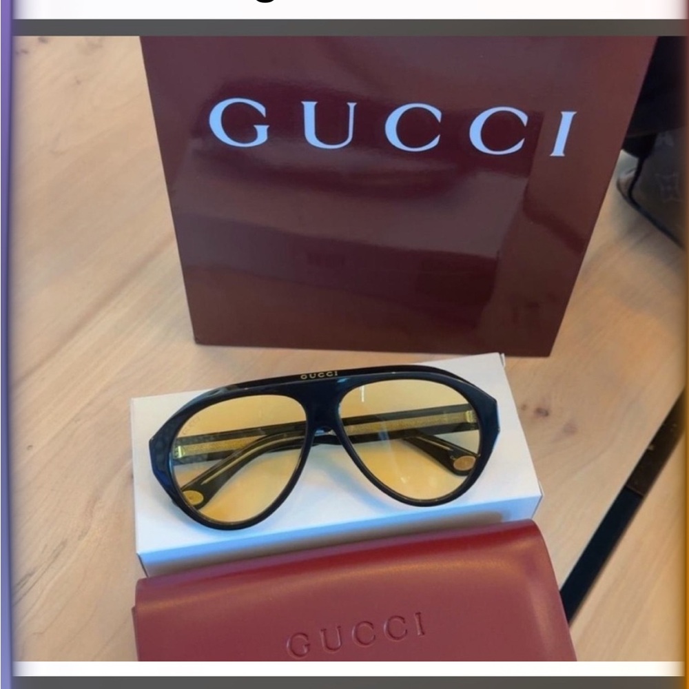 Gucci Black Frames with Yellow Tinted Lenses